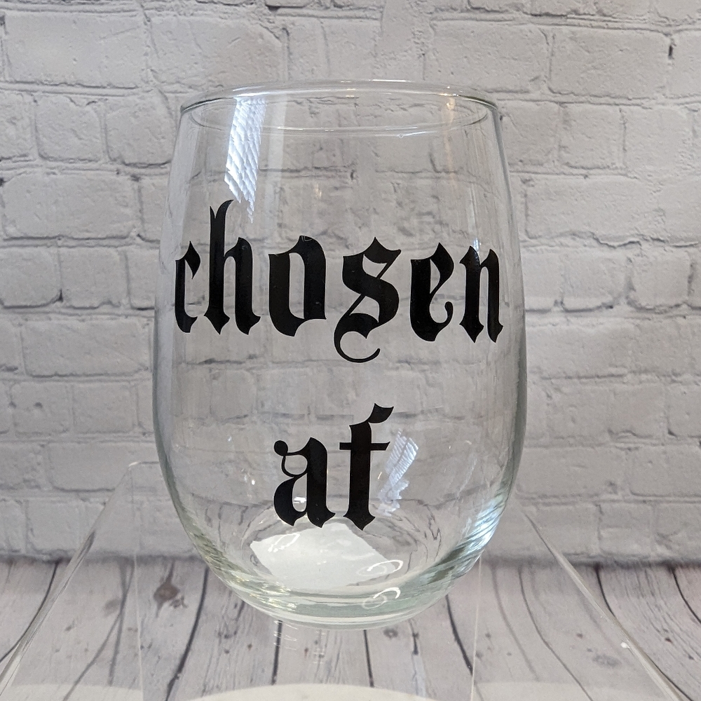 Chose AF Stemless Wine Glass - Funny Jewish